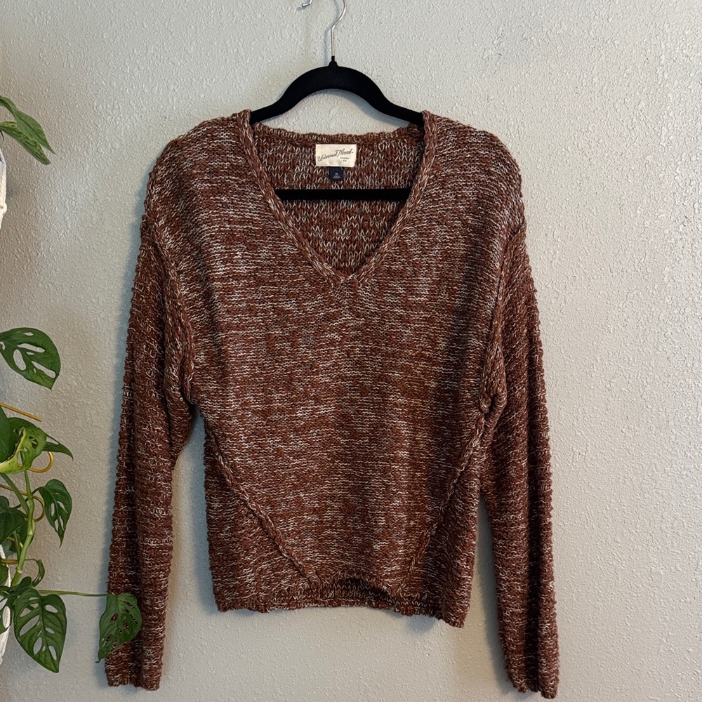 Universal Thread Marled Brown V-Neck Sweater